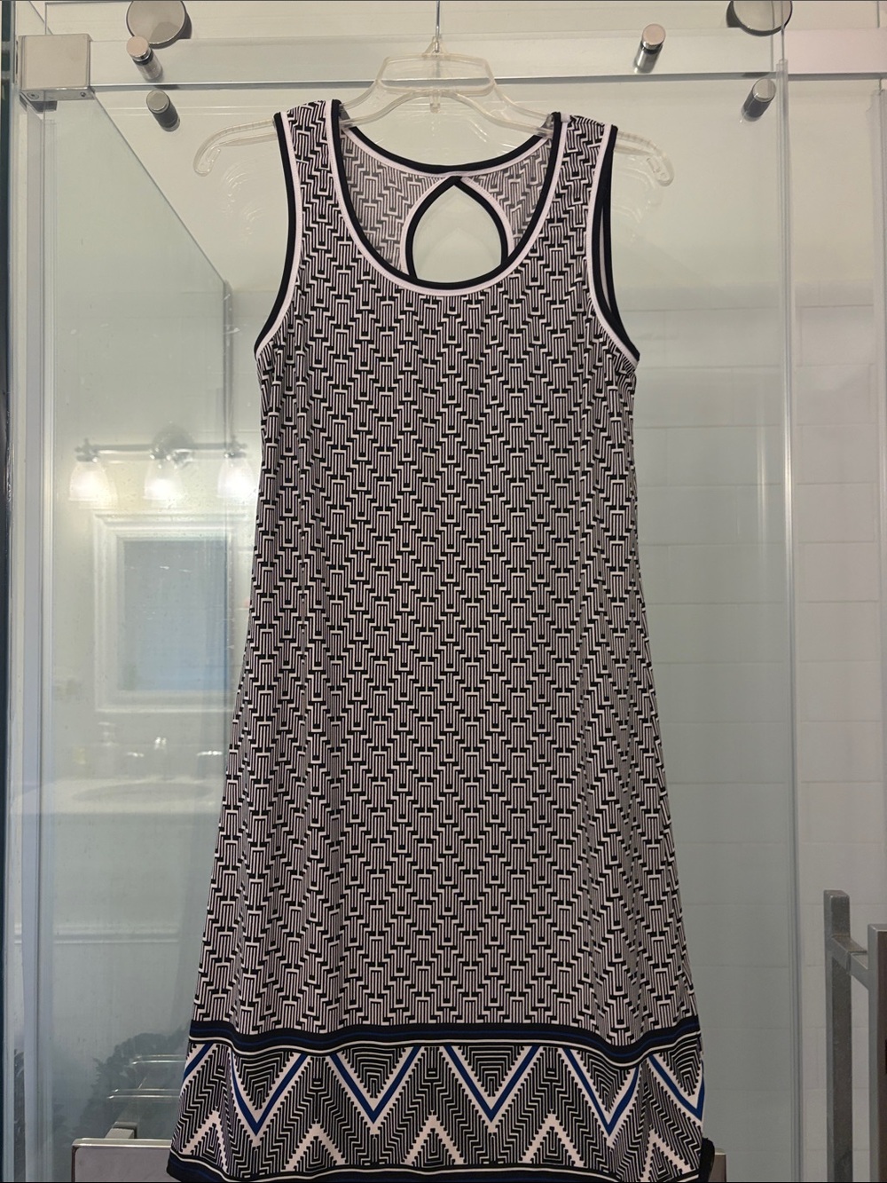 Max Studio Black and White Geometric Tank Dress